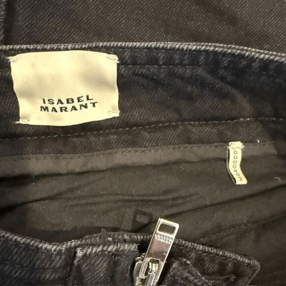 Isabel Marant Loma Cropped Jeans Moto Inspired Zippers and Textures Size 4 (36FR - Picture 9 of 16